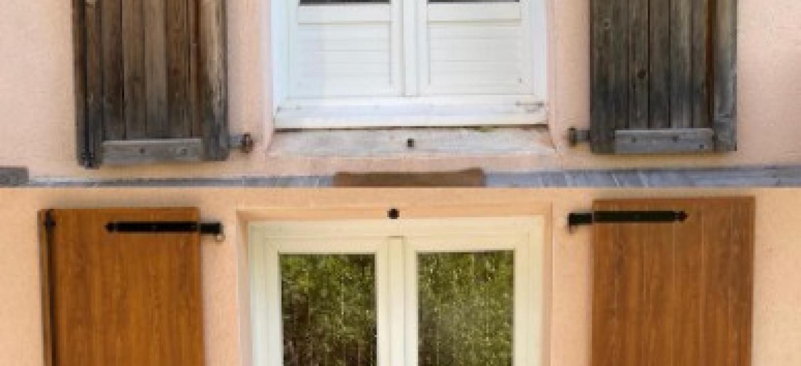 Avant/Après d'une pose de volets battants en Aluminium proche de Decazeville par MSL FERMETURES 